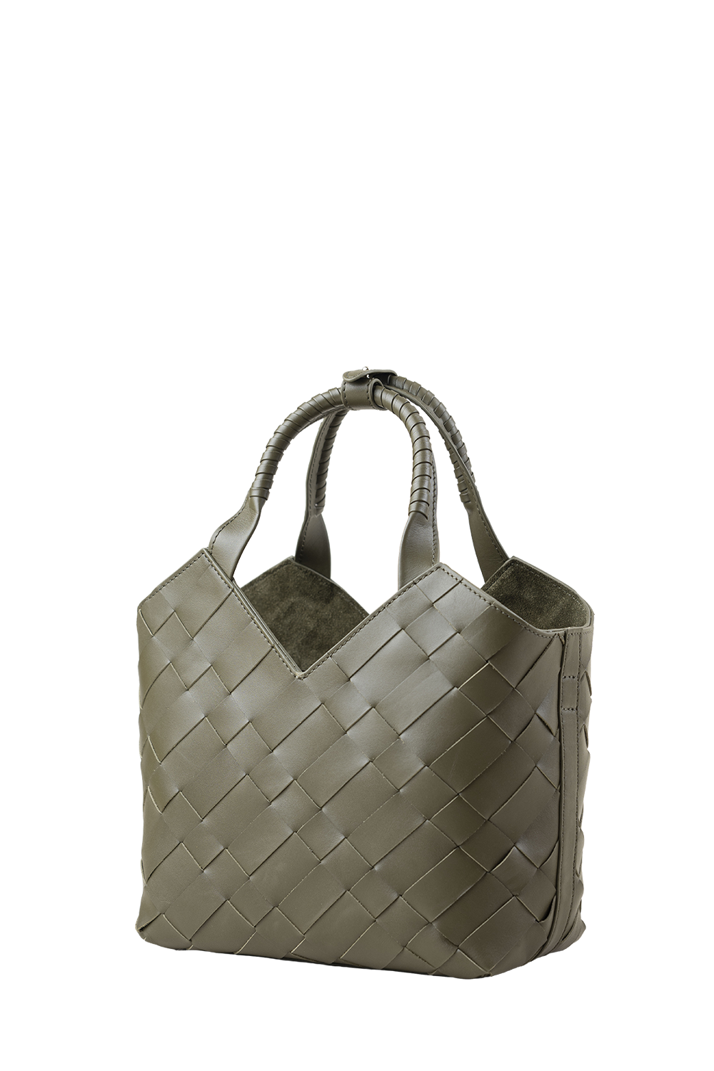 Cabas Mini Woven Shopper in Olive