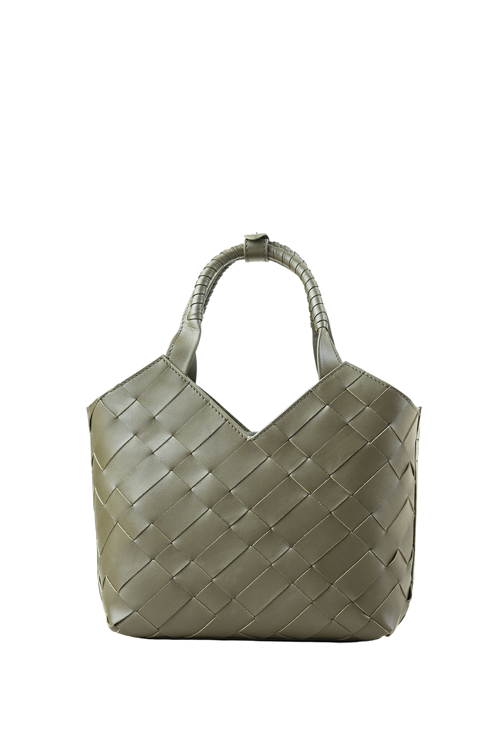 Cabas Mini Woven Shopper in Olive