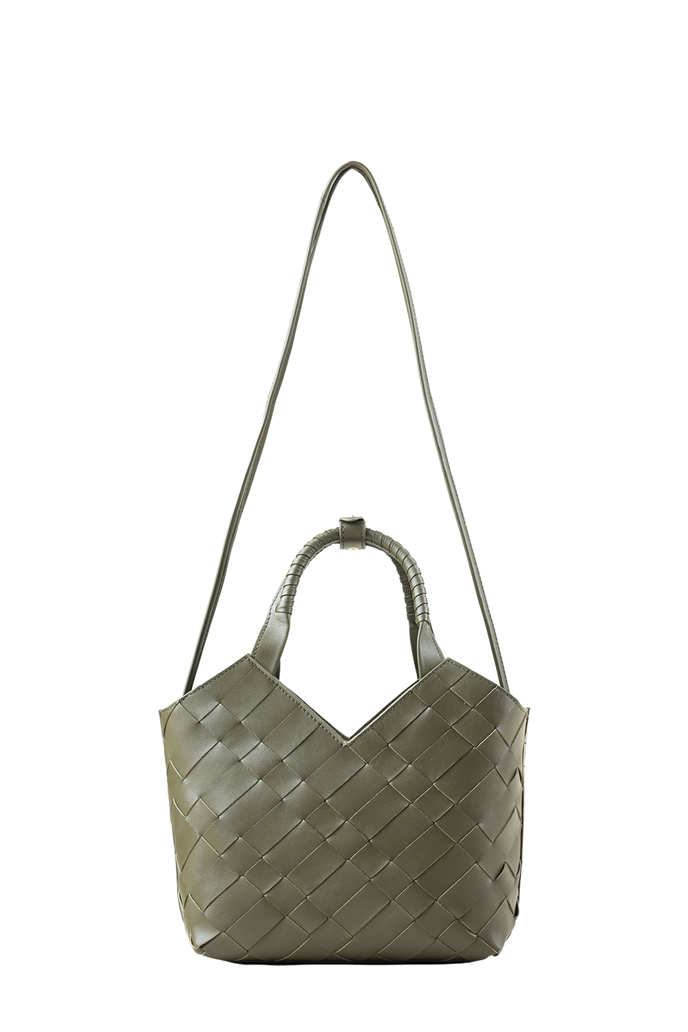 Cabas Mini Woven Shopper in Olive