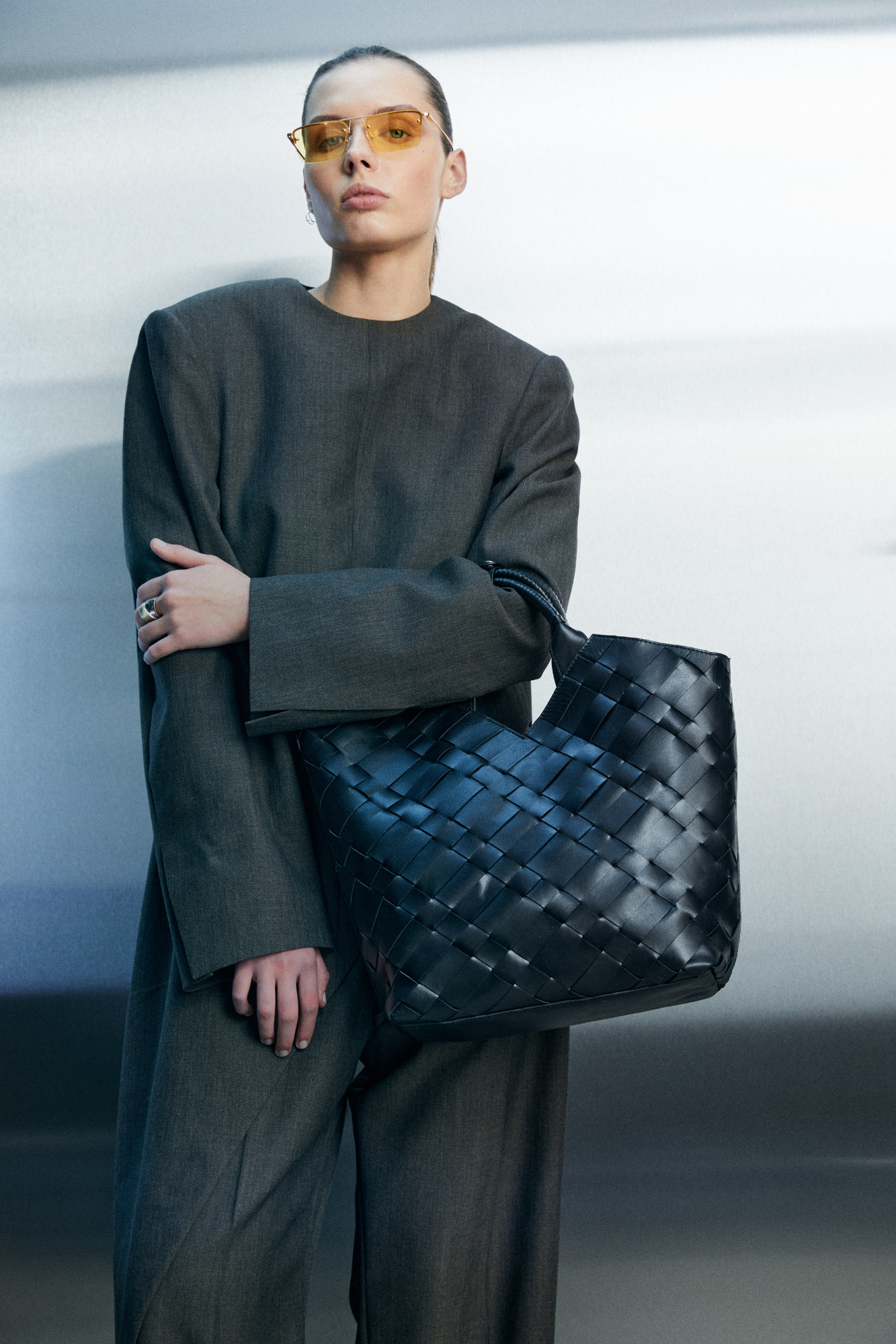 Cabas Woven Shopper in Black