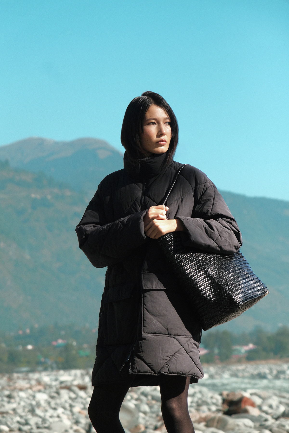 Toka Woven Tote Bag in Black