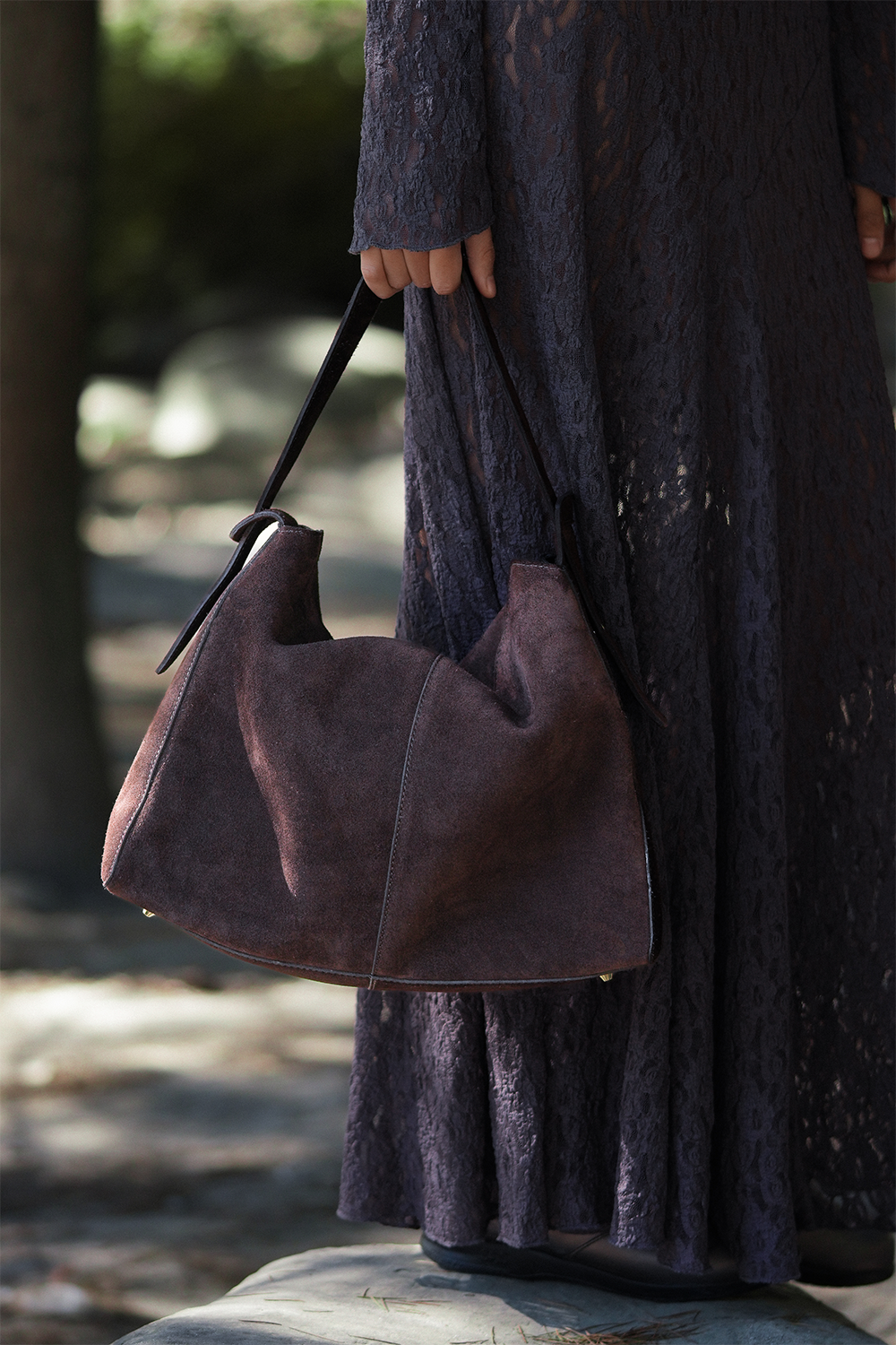 Shiloh Suede Shoulder Bag in Crema Suede