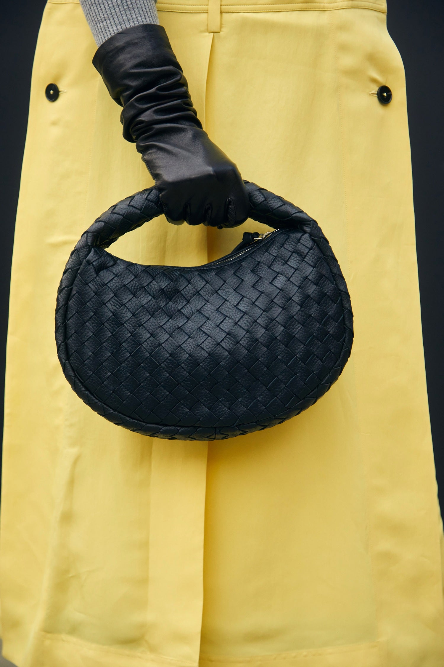 Laluna Mini Woven Shoulder Bag in Black