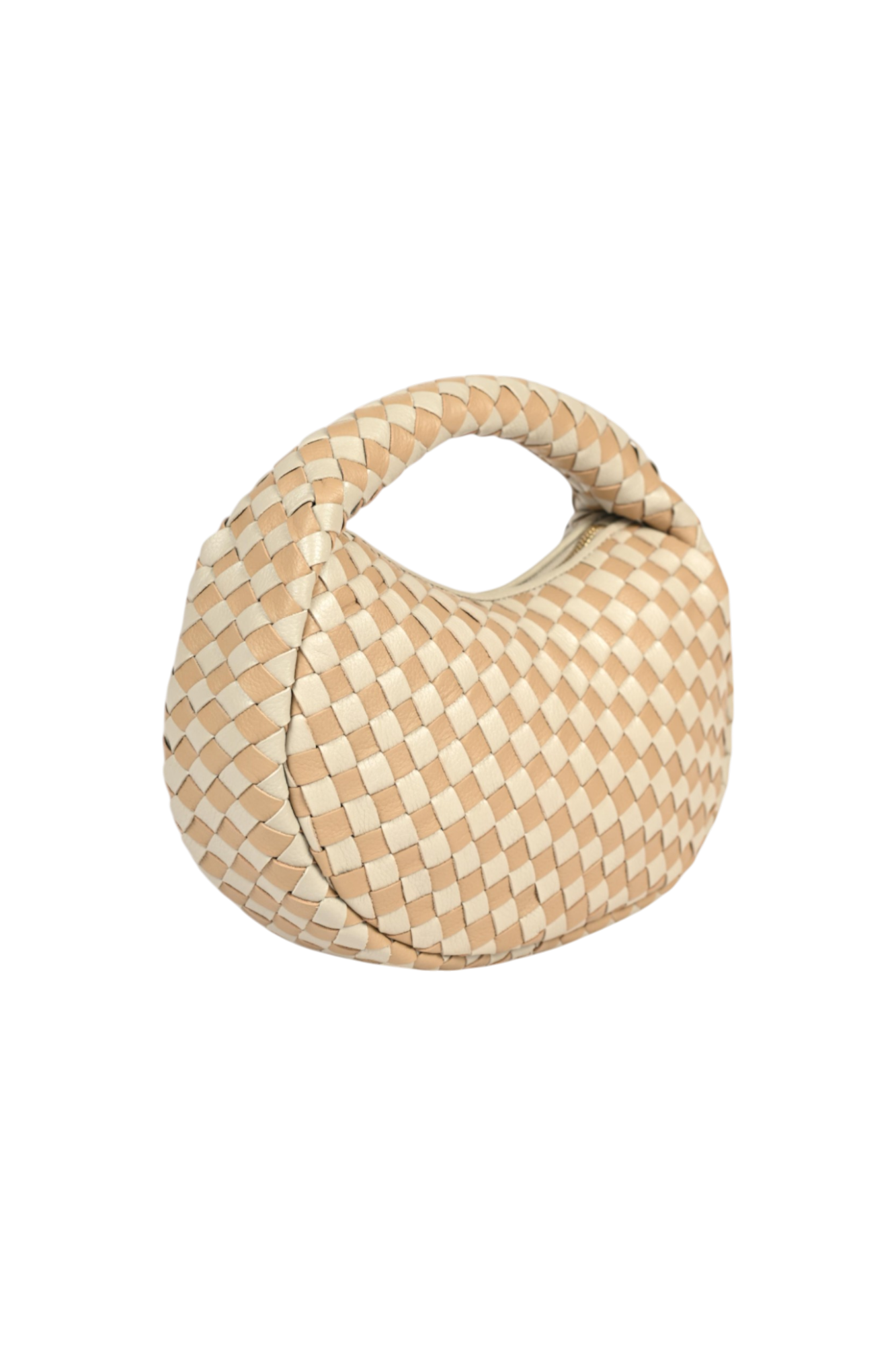Laluna Mini Woven Shoulder Bag in Pumice & Taupe