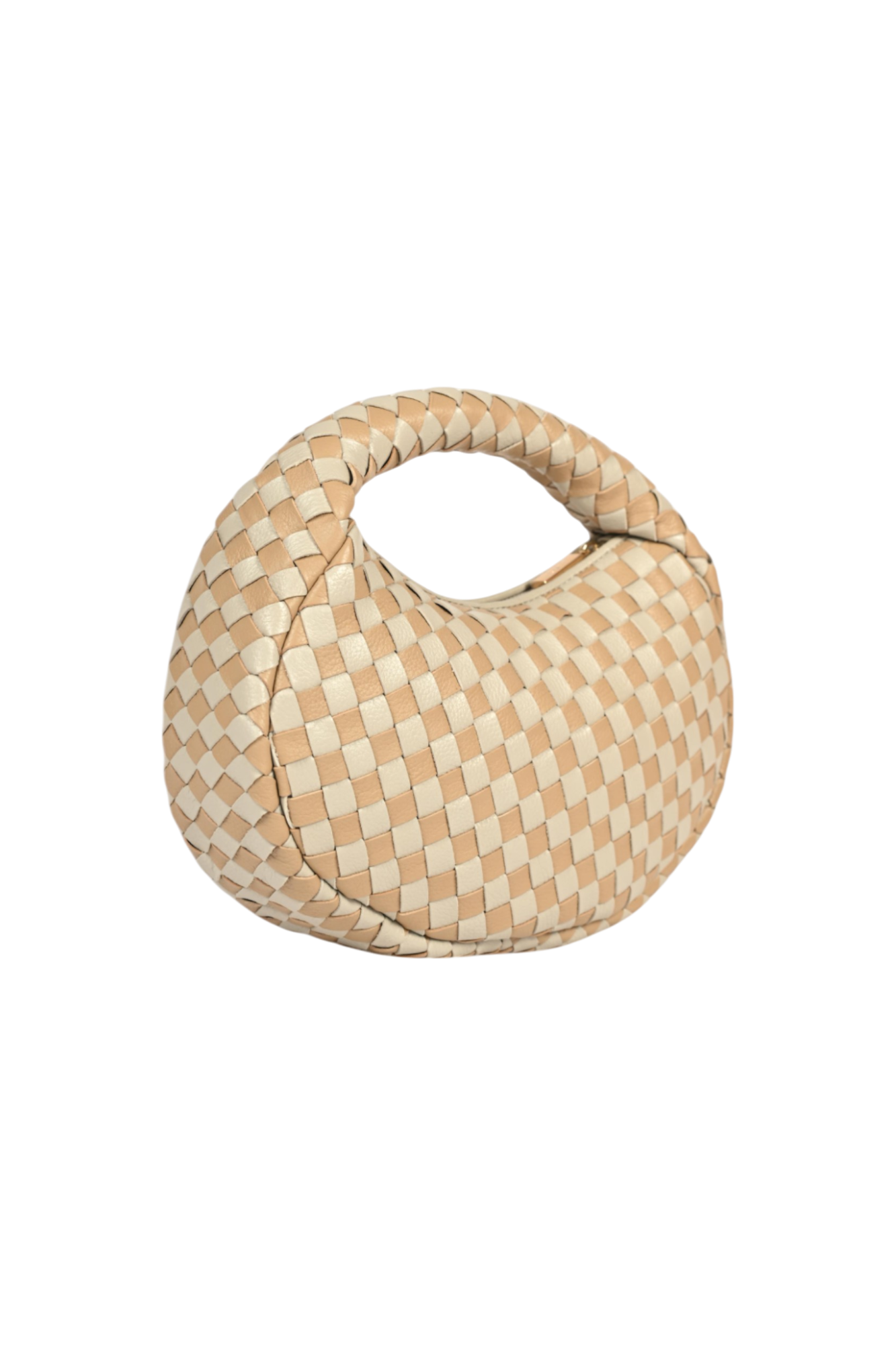 Laluna Mini Woven Shoulder Bag in Pumice & Taupe