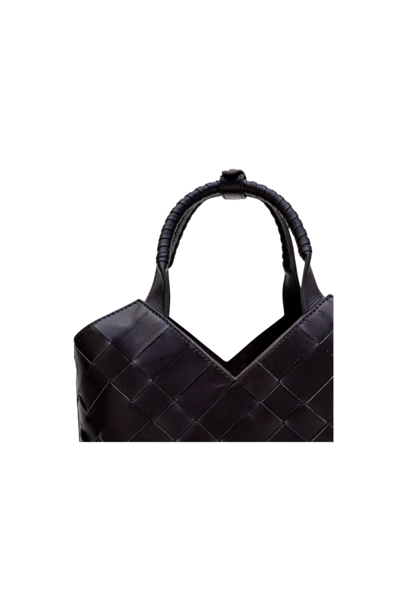 Cabas Mini Woven Shopper in Crema
