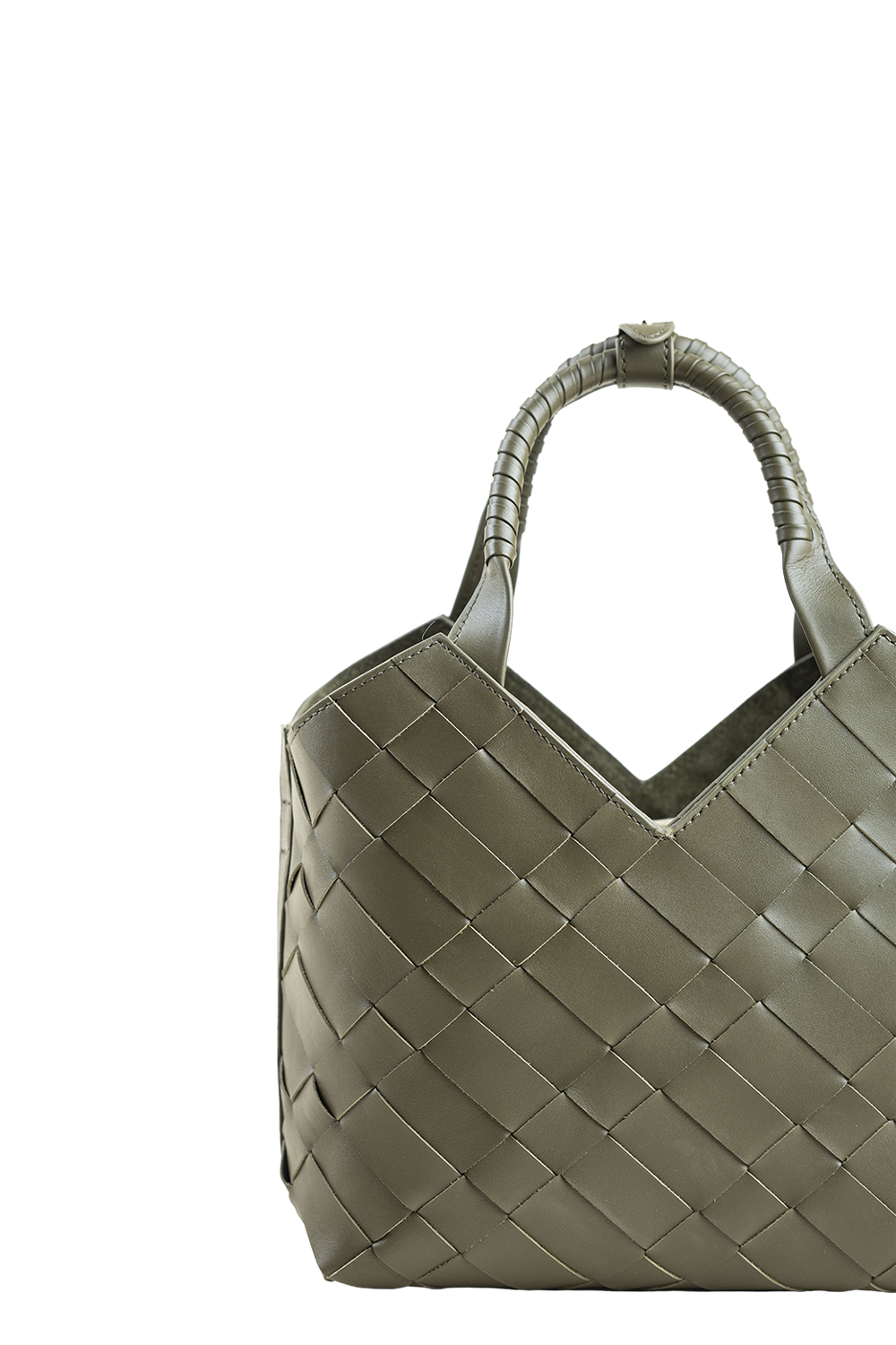 Cabas Mini Woven Shopper in Olive