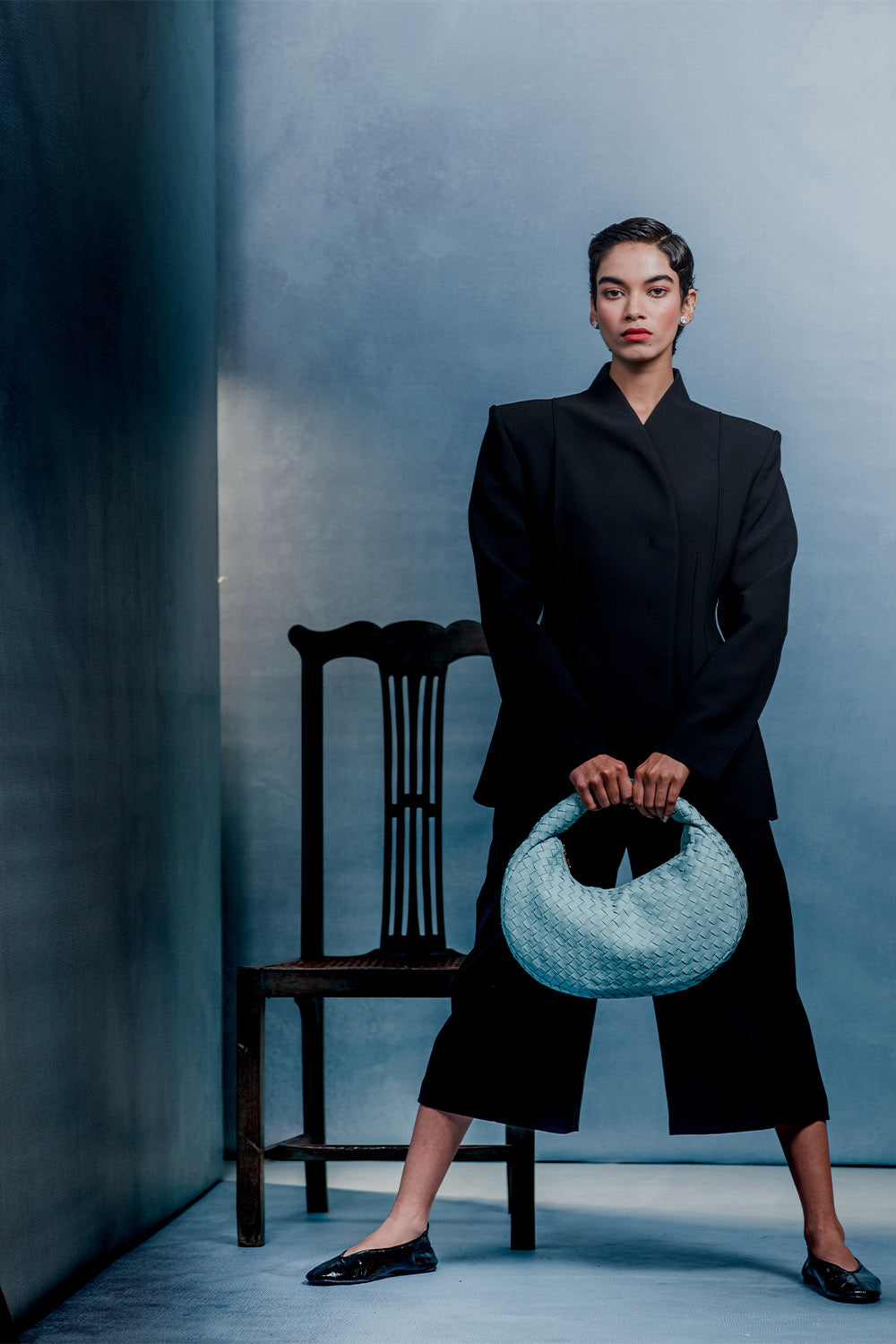 Laluna Woven Shoulder Bag in Sea Spray