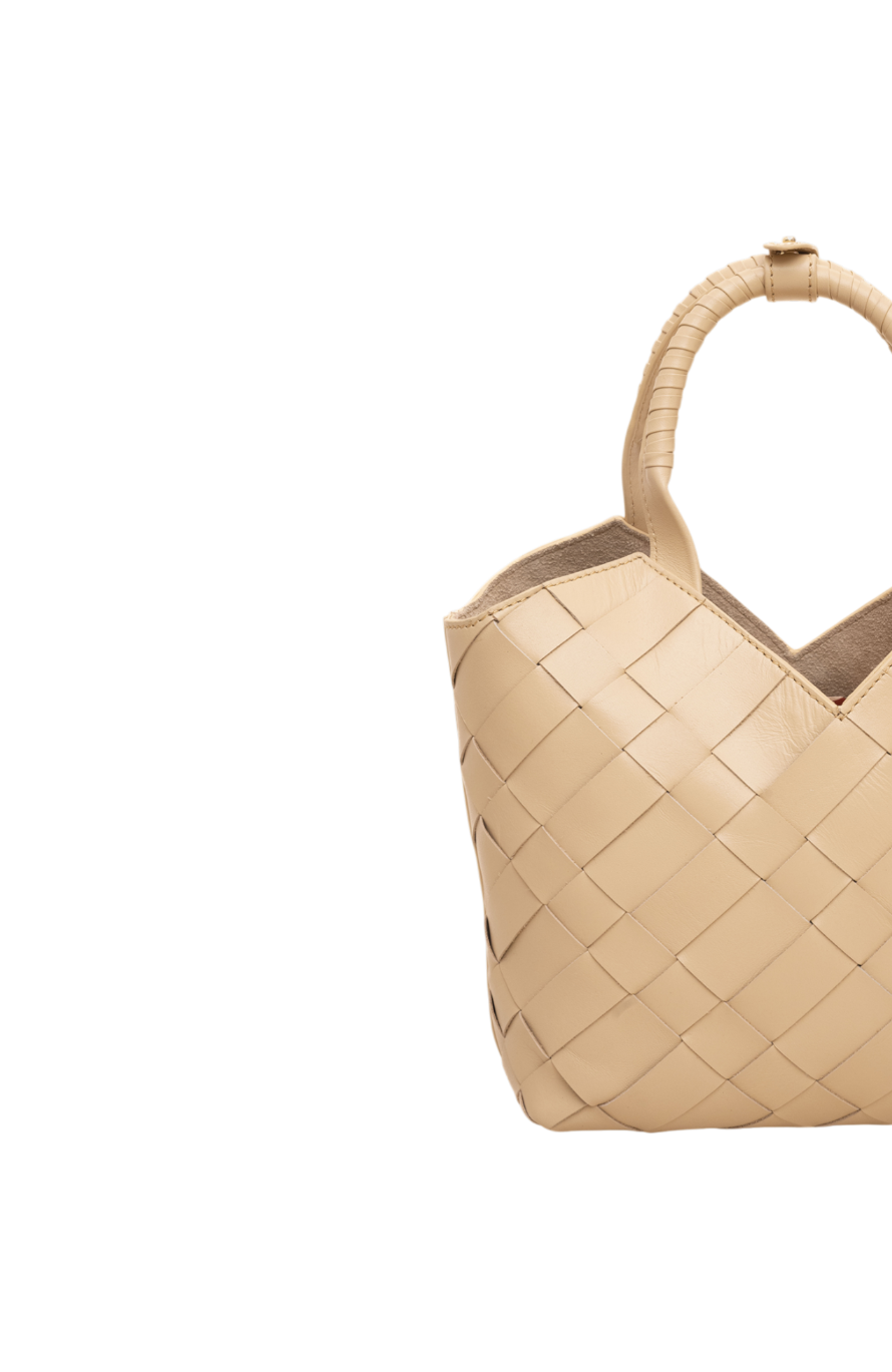 Cabas Mini Woven Shopper in Sand