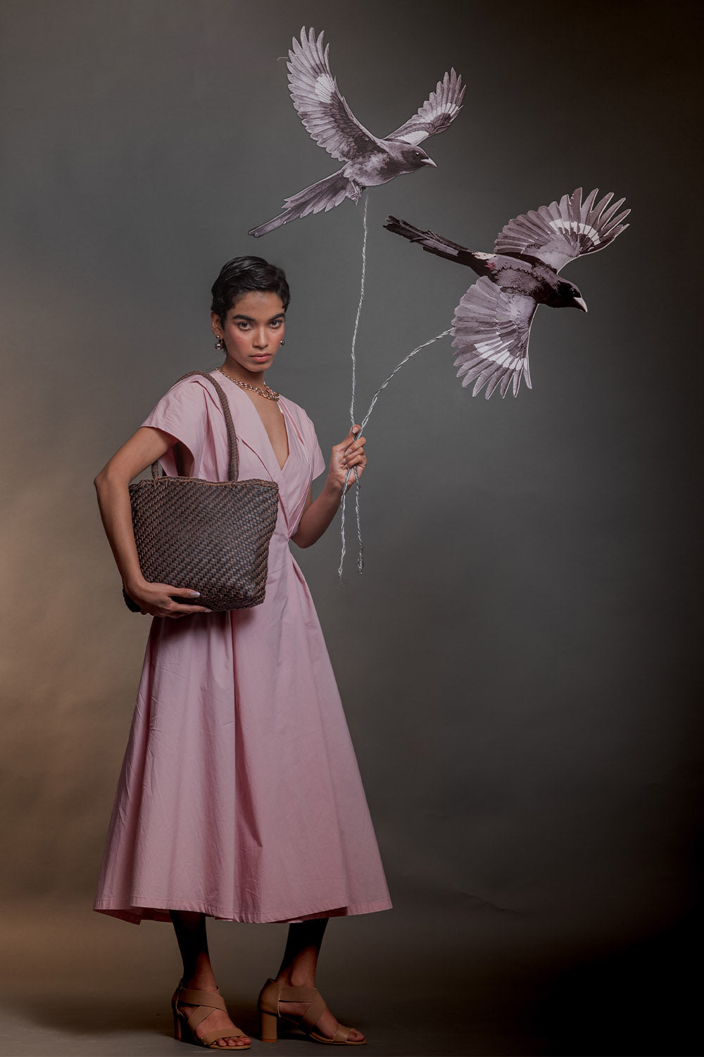 Lana Mini Woven Tote in Crema & Fondant