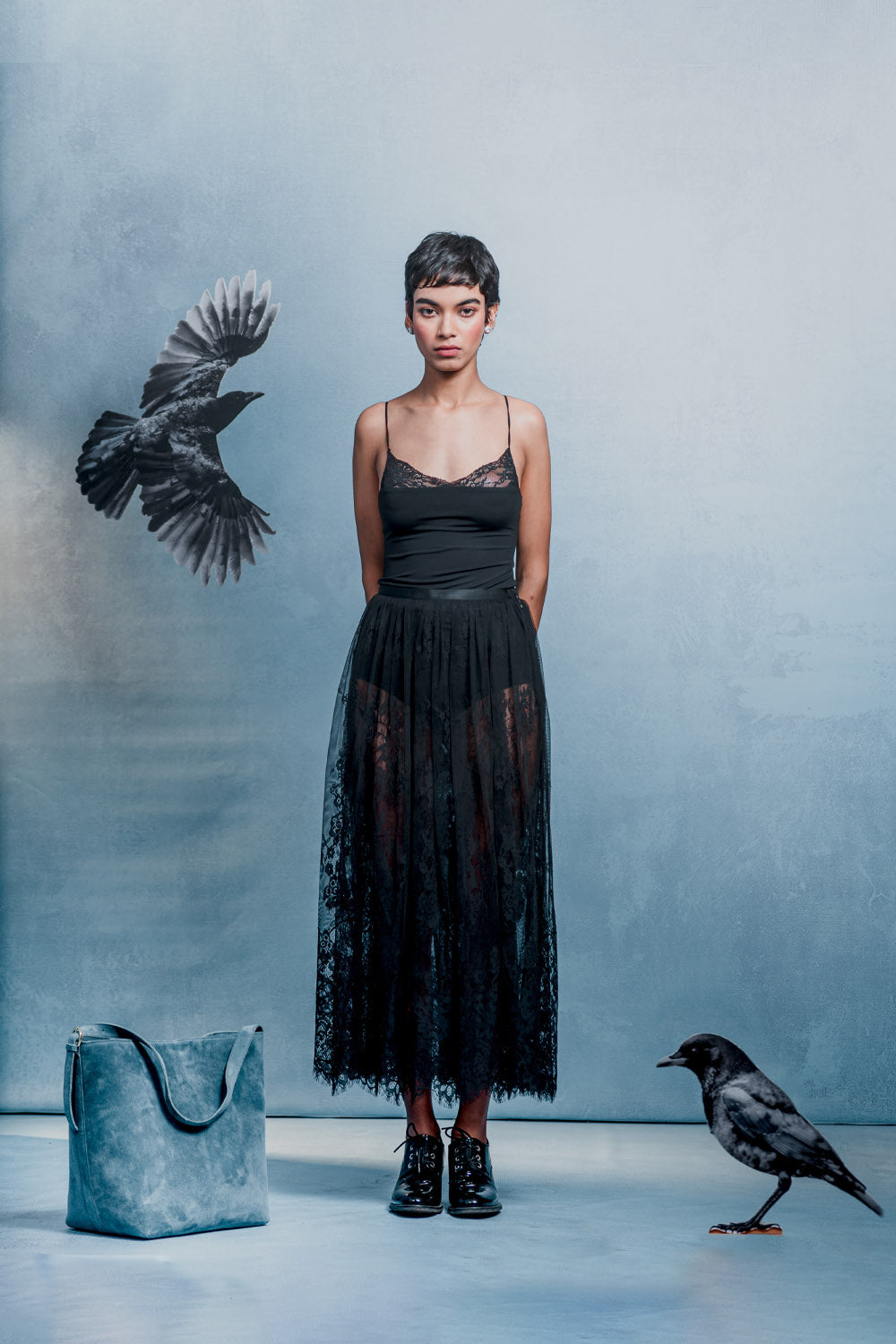 Esme Large Tote in Slate Suede