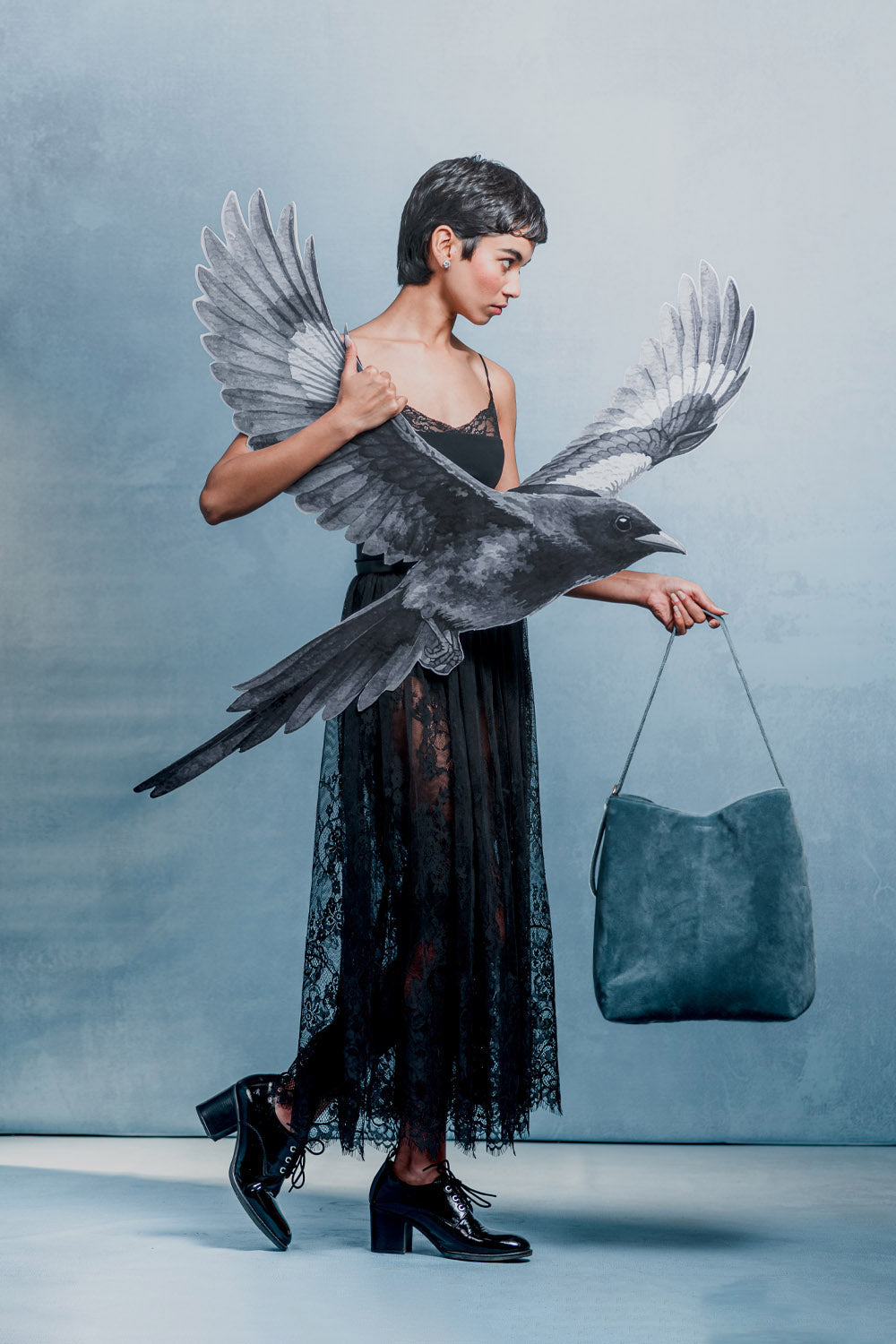 Esme Large Tote in Slate Suede