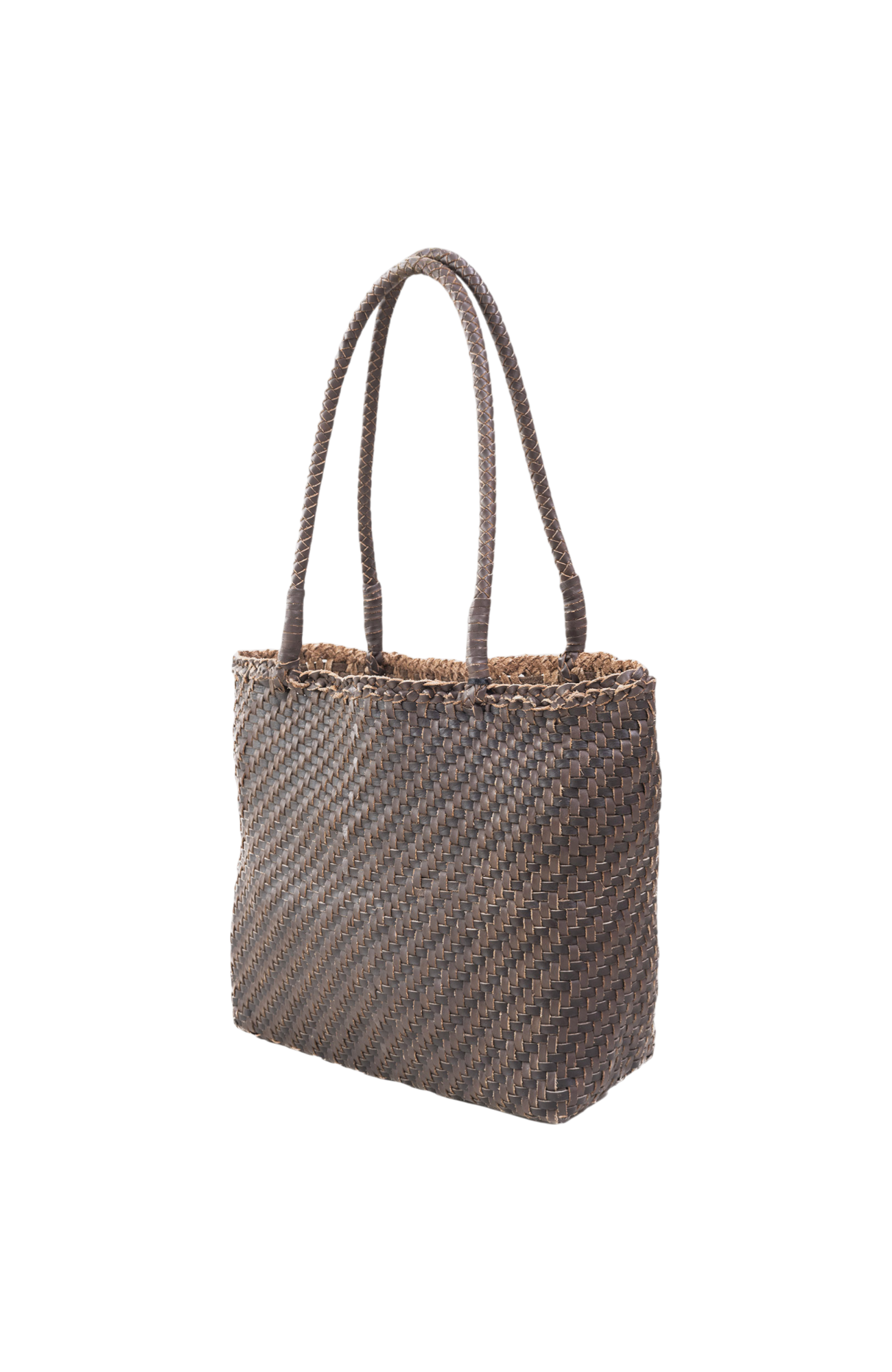 Lana Mini Woven Tote in Crema & Fondant