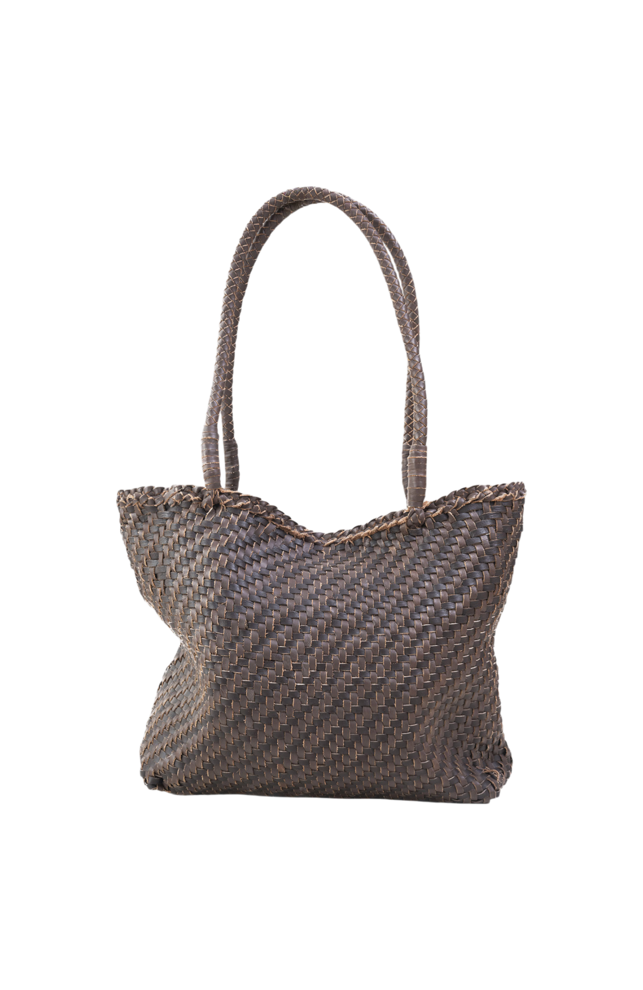 Lana Mini Woven Tote in Crema & Fondant