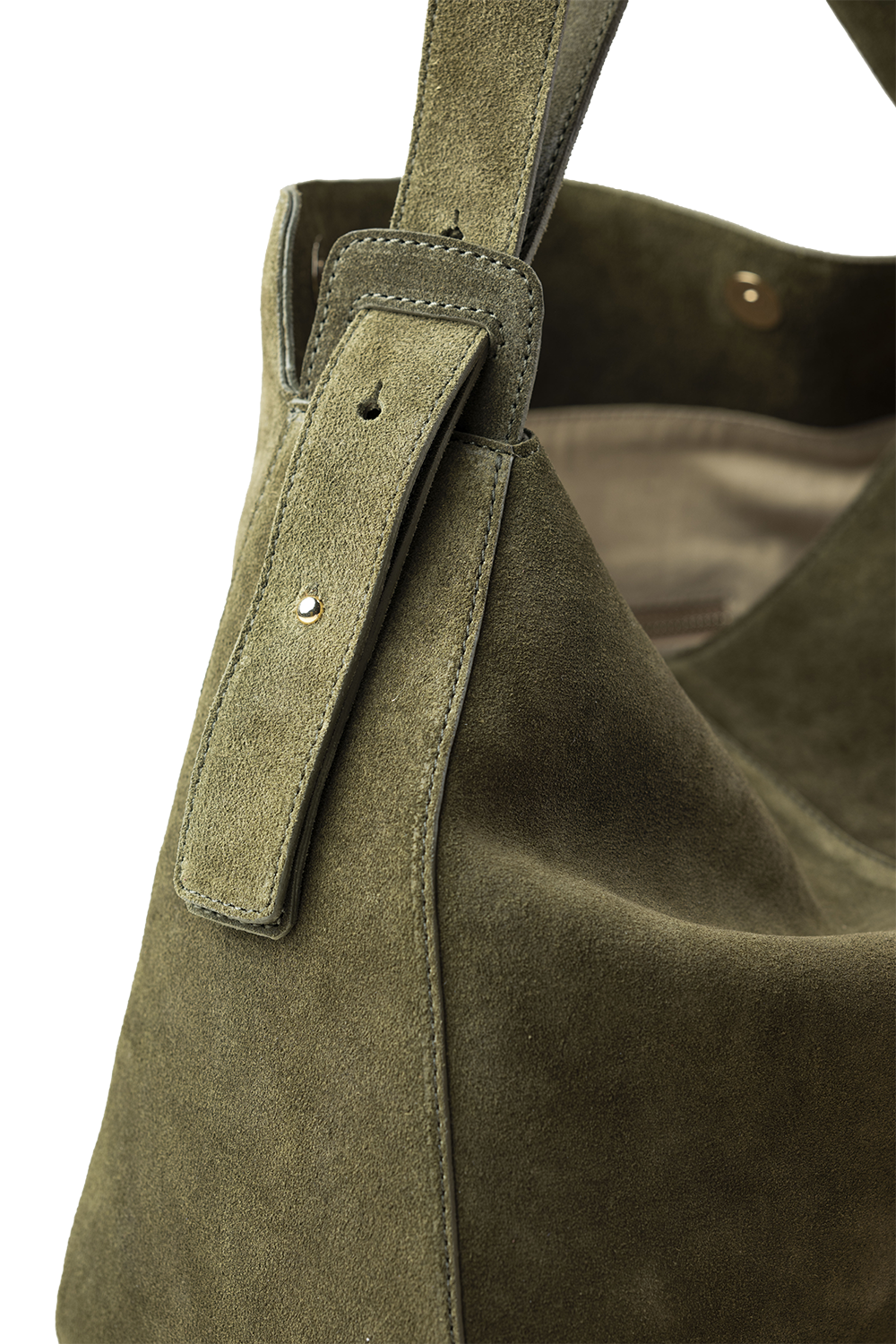 Shiloh Suede Shoulder Bag in Olive Suede