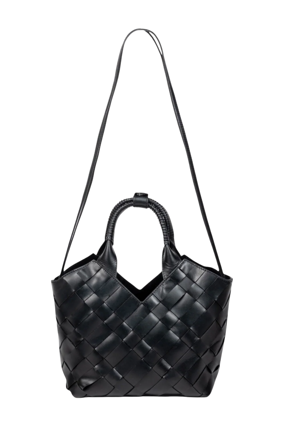 Cabas Mini Woven Shopper in Black