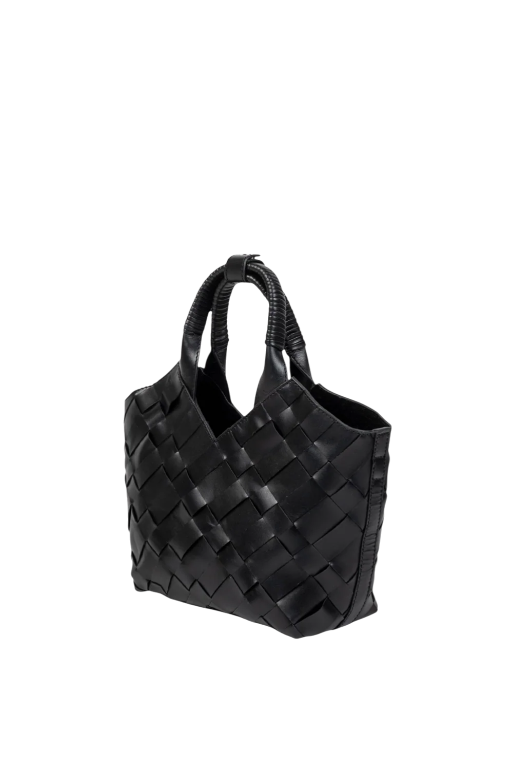 Cabas Mini Woven Shopper in Black