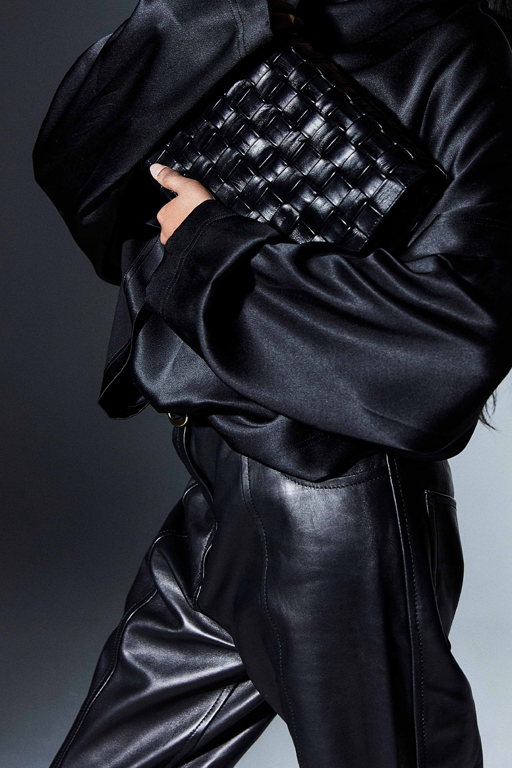 Cleo Handwoven Clutch in Black