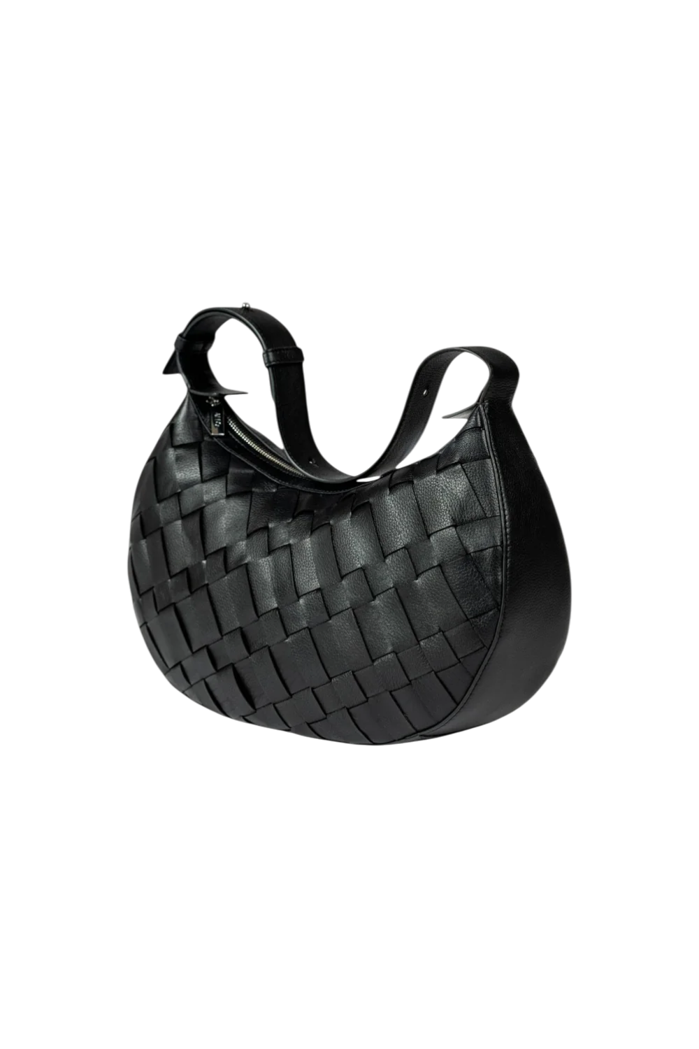 Sienna Woven Shoulder Bag in Black