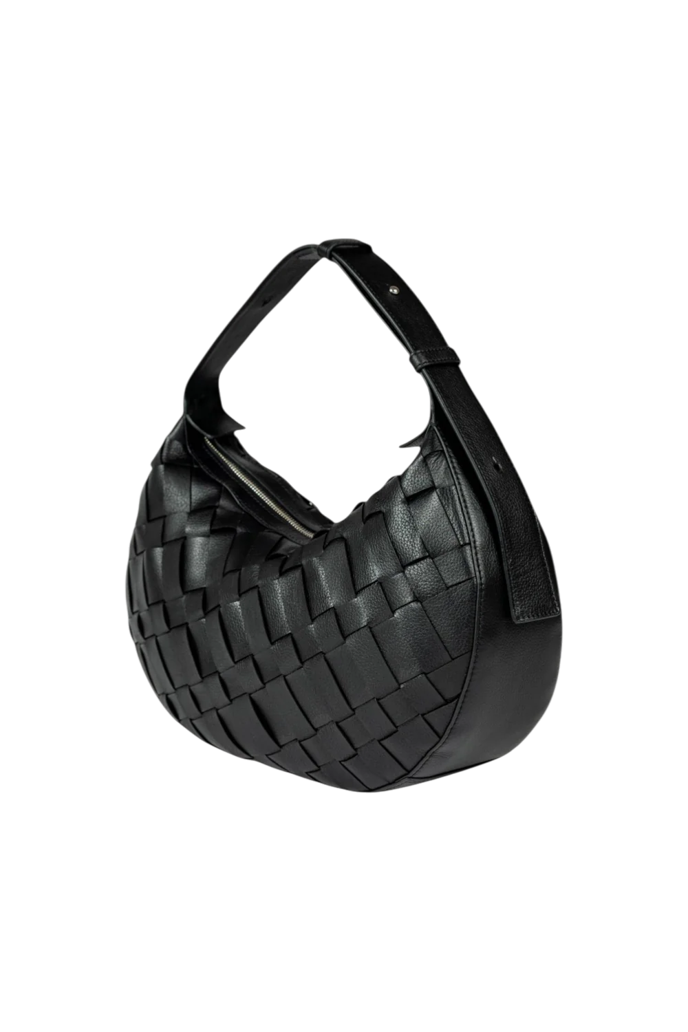 Sienna Woven Shoulder Bag in Black