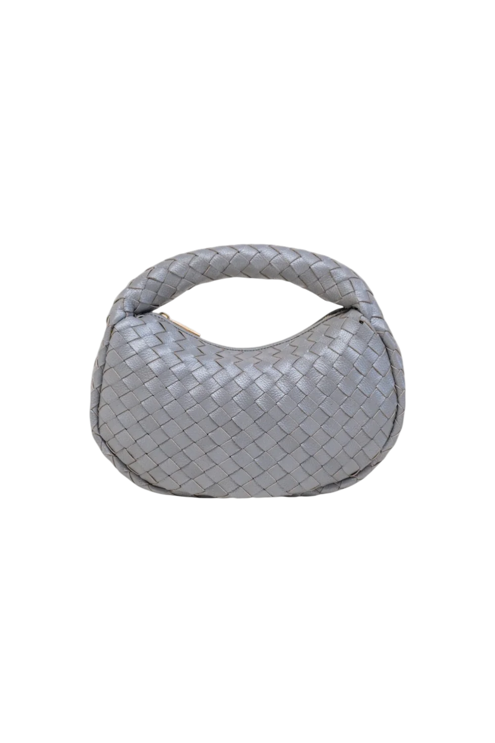 Laluna Mini Woven Shoulder Bag in Silver