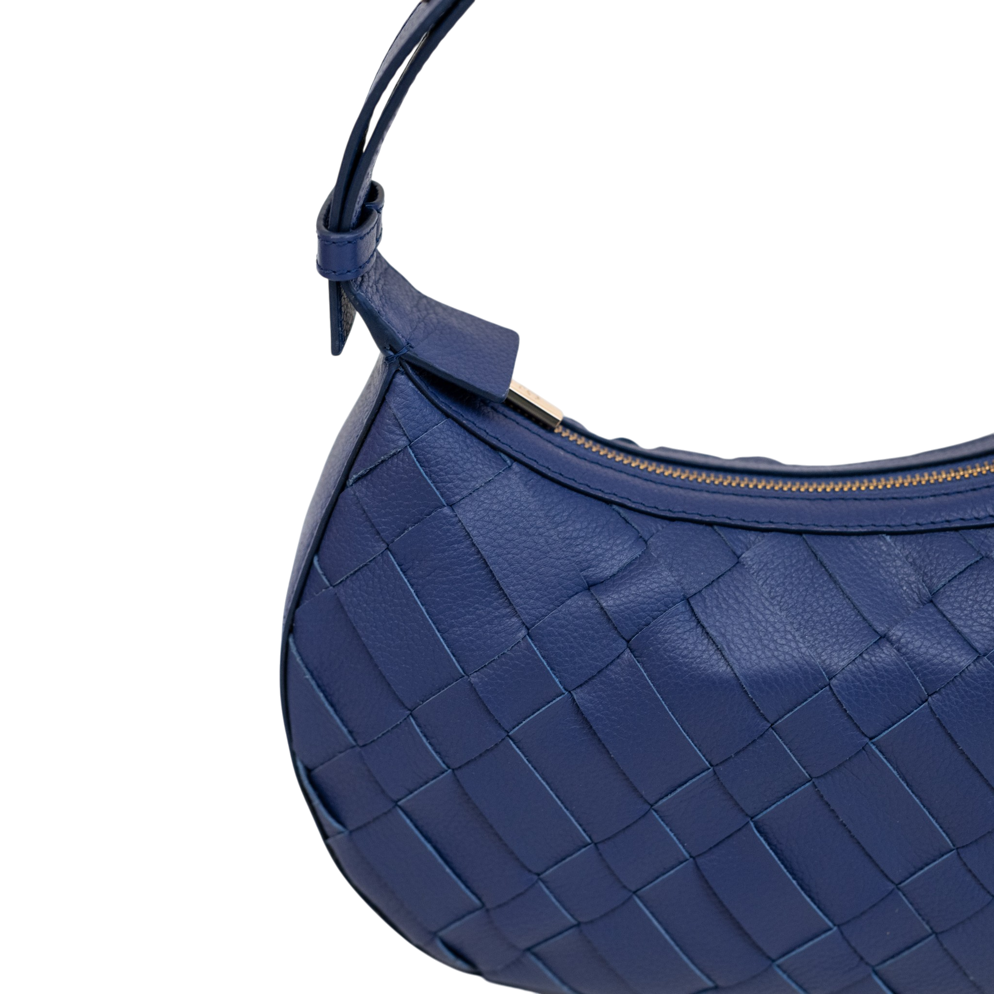 Sienna Mini Woven Shoulder Bag in Blue Dusk