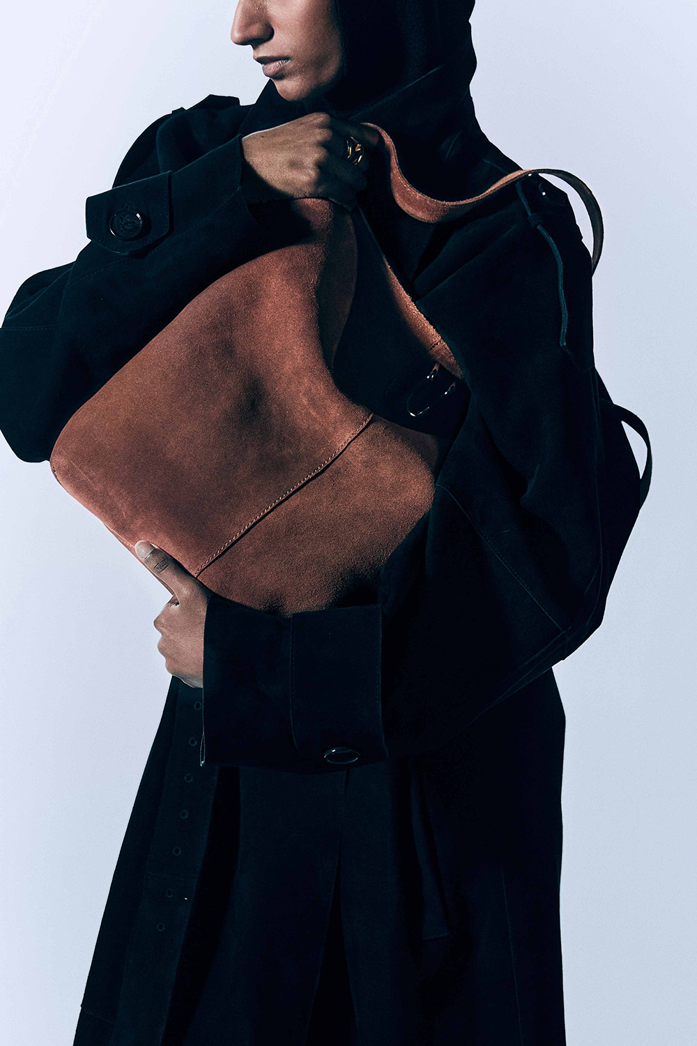 Esme Large Tote in Rust Suede