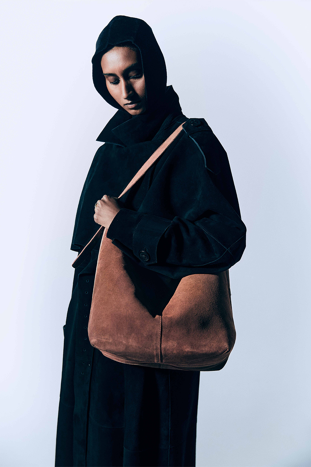 Esme Large Tote in Rust Suede