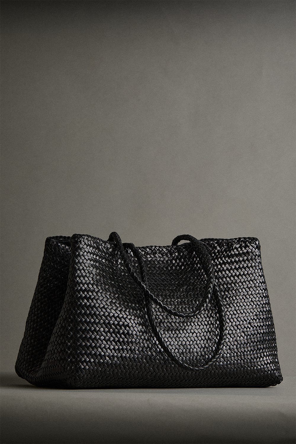 Romy Woven Tote in Black