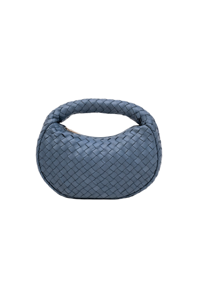 Laluna Mini Woven Shoulder Bag in Slate