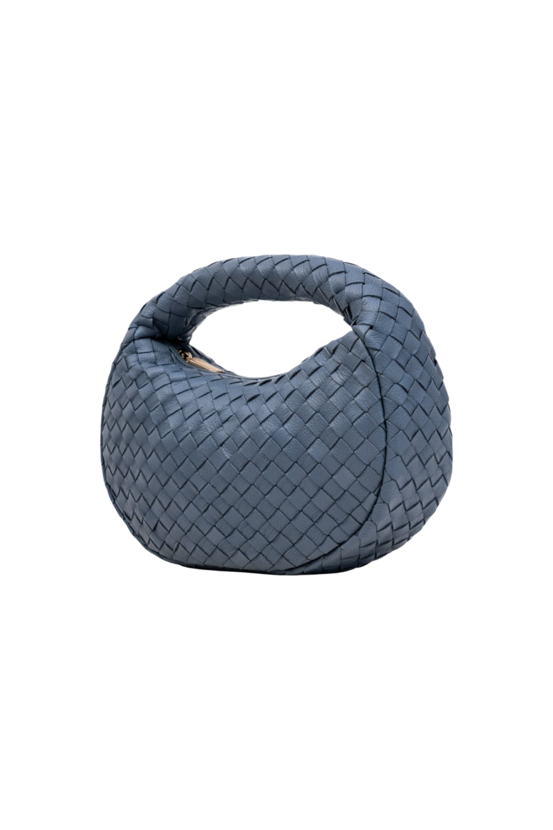 Laluna Mini Woven Shoulder Bag in Slate