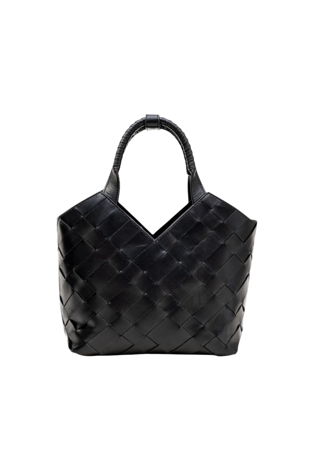 Cabas Mini Woven Shopper in Black