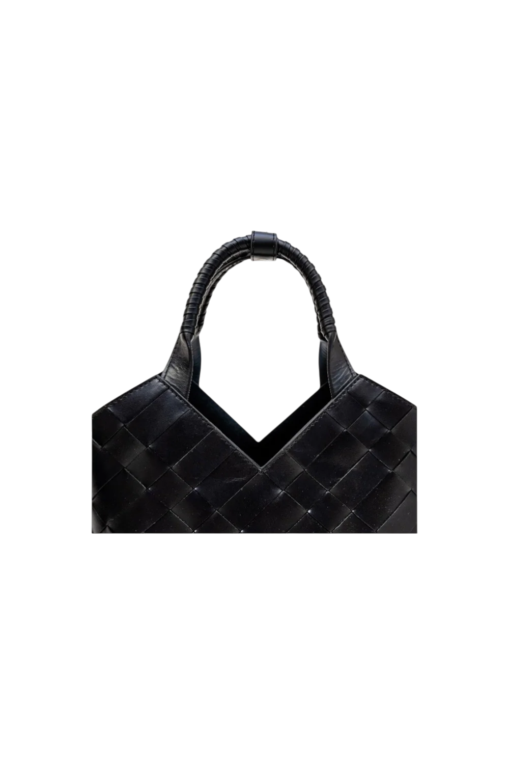Cabas Mini Woven Shopper in Black