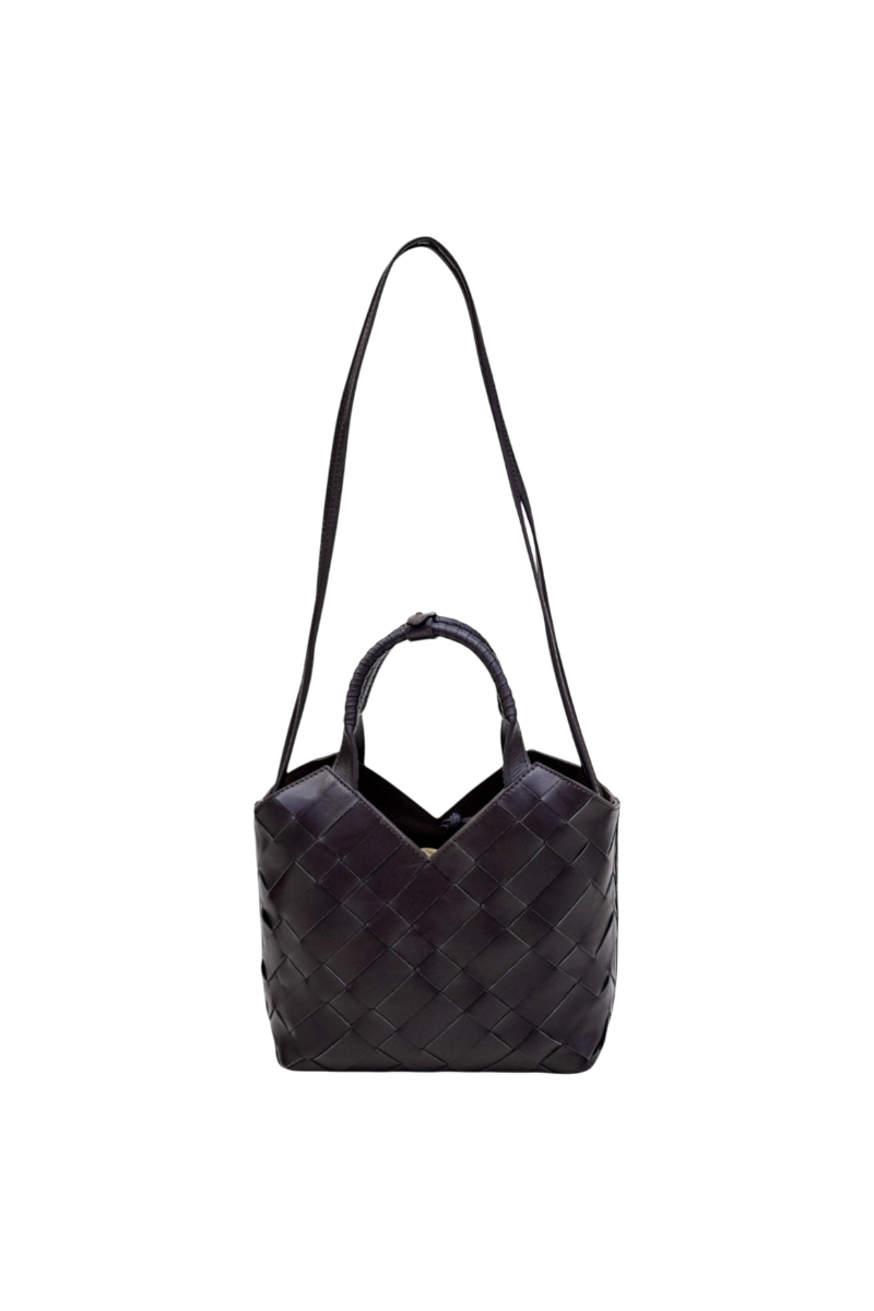 Cabas Mini Woven Shopper in Crema