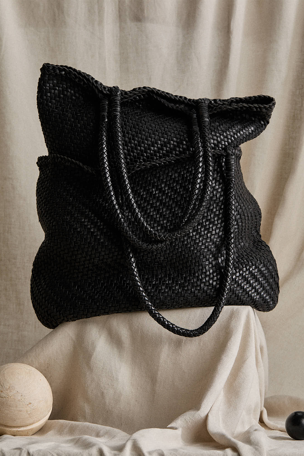 Lana Mini Woven Tote in Black