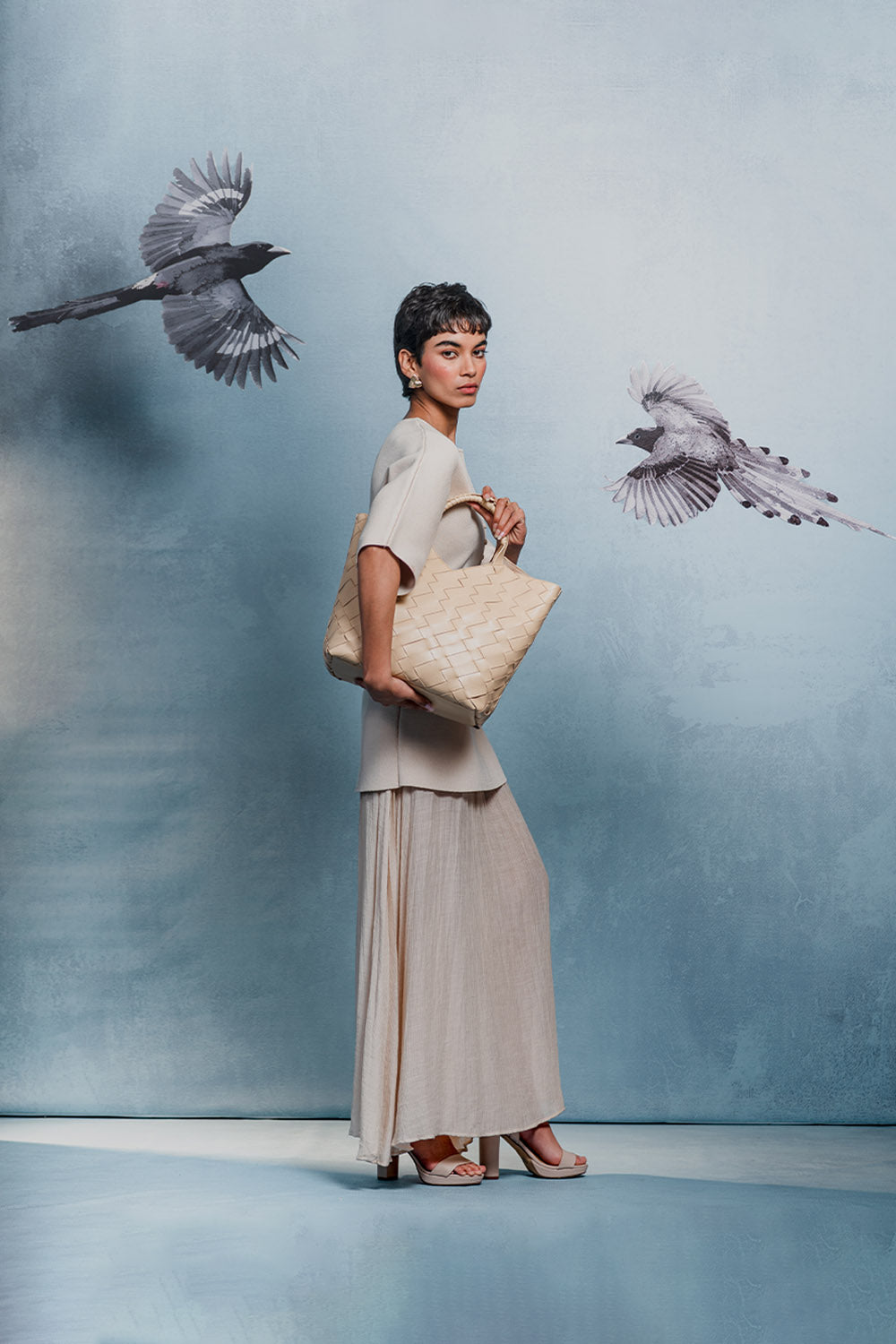 Cabas Woven Shopper in Sand