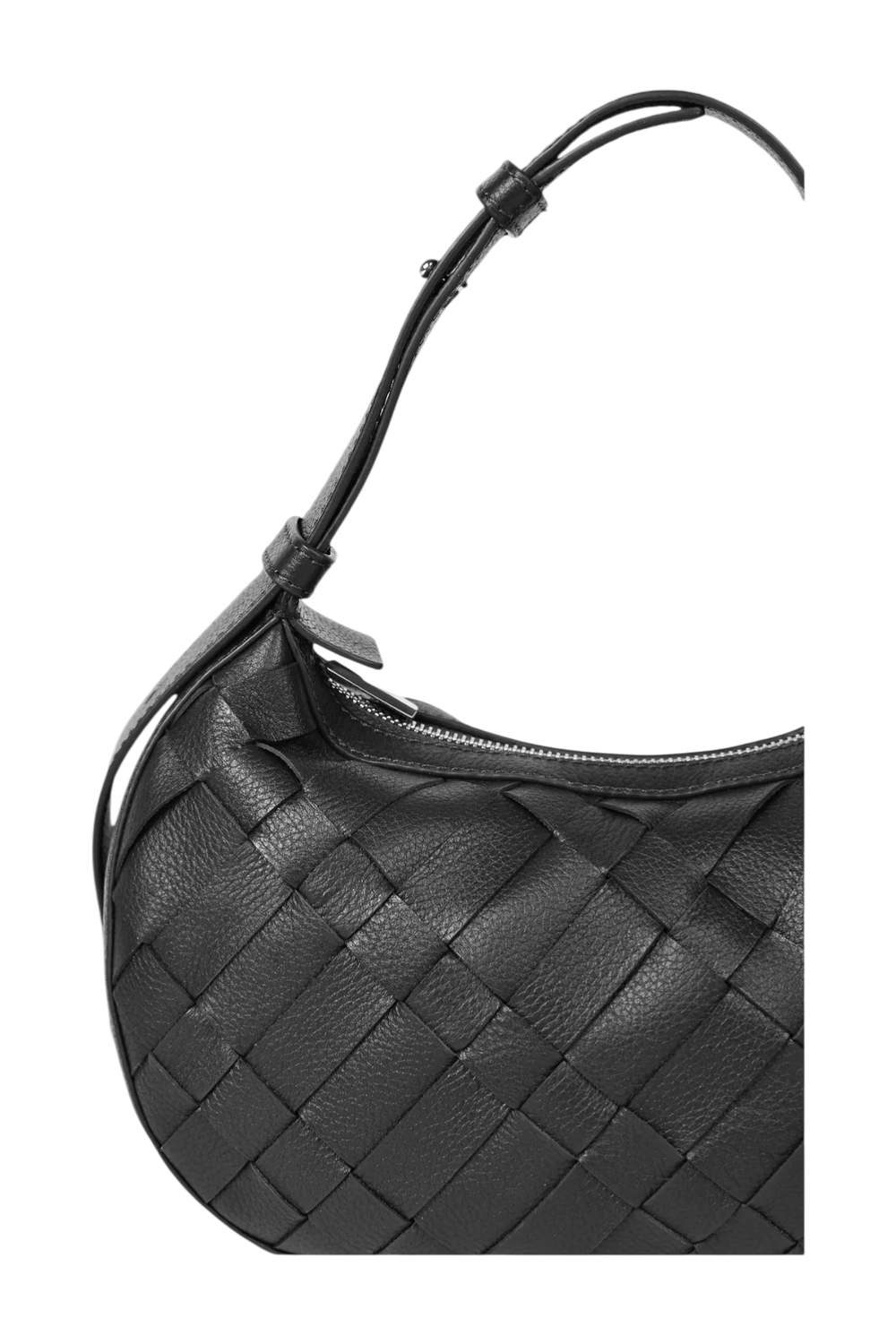 Sienna Mini Woven Shoulder Bag in Black