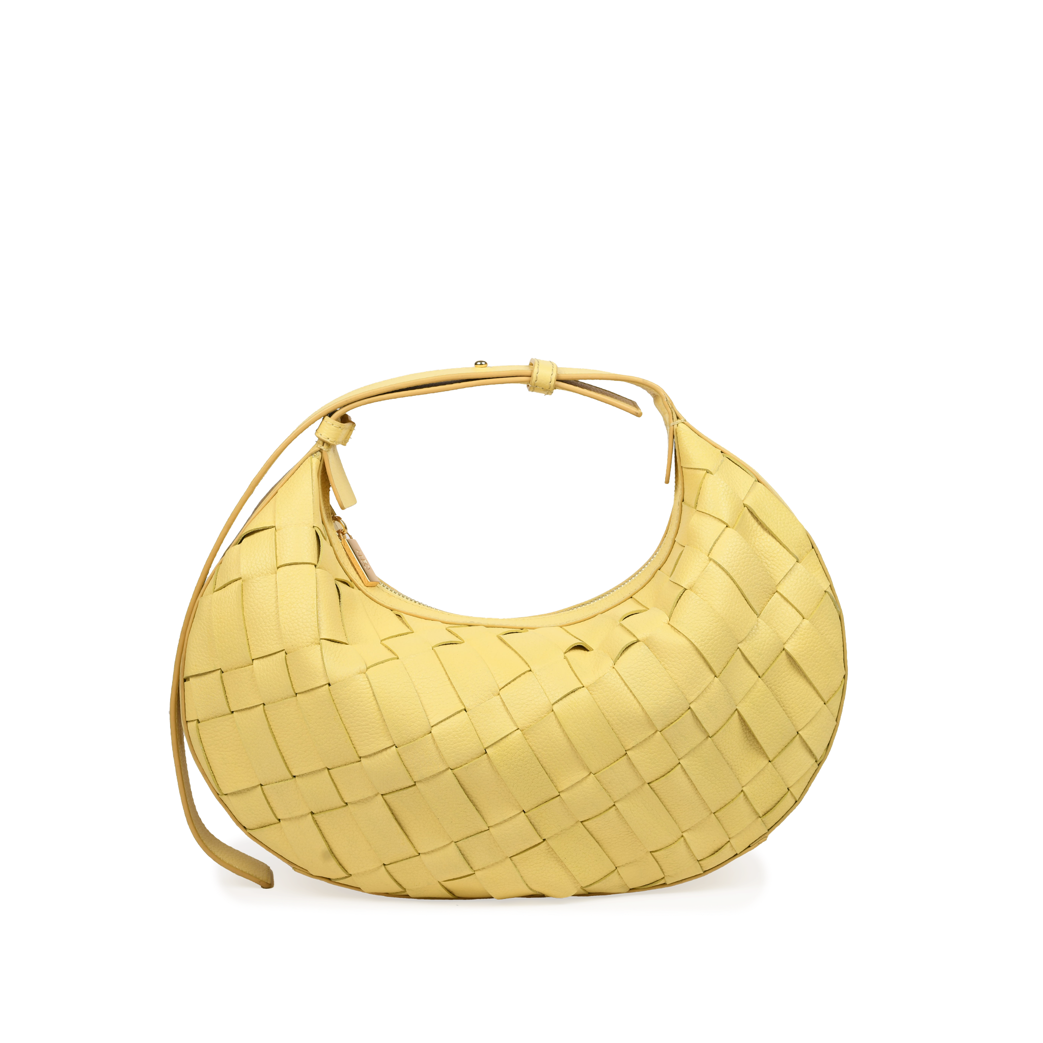 Sienna Woven Shoulder Bag in Lemon Drop