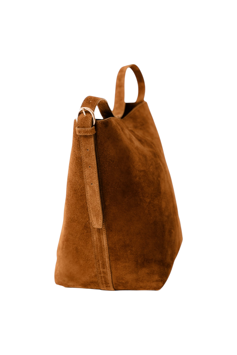 Esme Large Tote in Toffee Suede